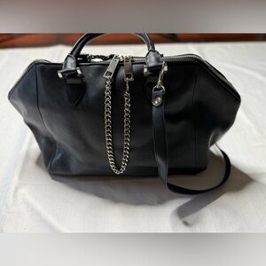 Express Black Satchel with Chain Detail